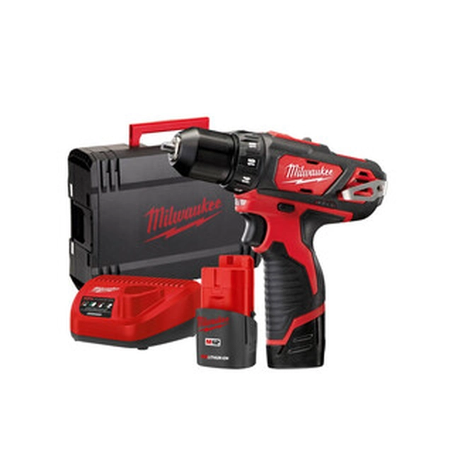 Акумуляторна дриль-шуруповерт Milwaukee M12BDD-202X з патроном 12 V | 30 Нм | Вугільна щітка | 2 x 2 Ач акумулятор + зарядний пристрій | У важкому випадку