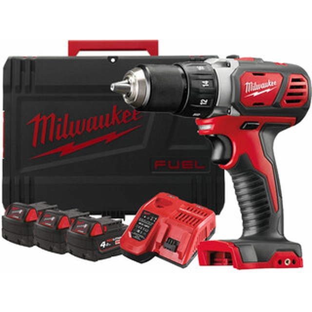 Акумуляторна дриль-шуруповерт Milwaukee M18BDD-403C з патроном 18 V | 50 Нм | Вугільна щітка | 3 x 4 Ач акумулятор + зарядний пристрій | У валізі