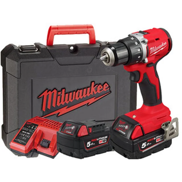 Акумуляторна дриль/шуруповерт Milwaukee M18 BLDDRC-502C з патроном 2 x M18 B5 + M12-18 C