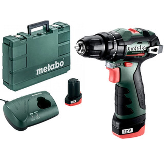 Акумулаторна ударна бормашина Metabo PowerMaxx SB BL 12 V | 38 Nm | 1,5 - 10 mm | Карбон без четки | 1 x 2 Ah батерия + зарядно | В куфар