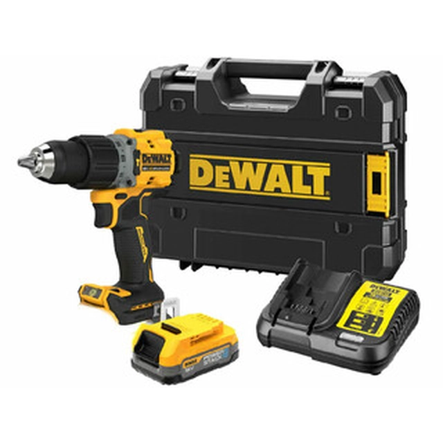 Akumulatorowa wiertarka udarowa DeWalt DCD805E1T-QW 18 V | 34 Nm/90 Nm | 1,5 - 13 mm | Bezszczotkowy węglowy | 1 x 1,7 Ah akumulator + ładowarka | TSTAK w walizce