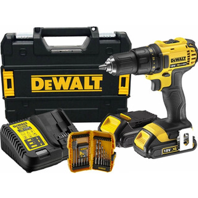 Akumulatorowa wiertarko-wkrętarka DeWalt DCD777S2K-QW z uchwytem 18 V | 26 Nm/65 Nm | Bezszczotkowy węgiel | 2 x 1,5 Akumulator Ah + ładowarka | w walizce