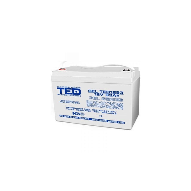 Akumulators AGM VRLA 12V 93A GEL Deep Cycle 306mm x 167mm x h 212mm F12 M8 TED Battery Expert Holland TED003485 (1)