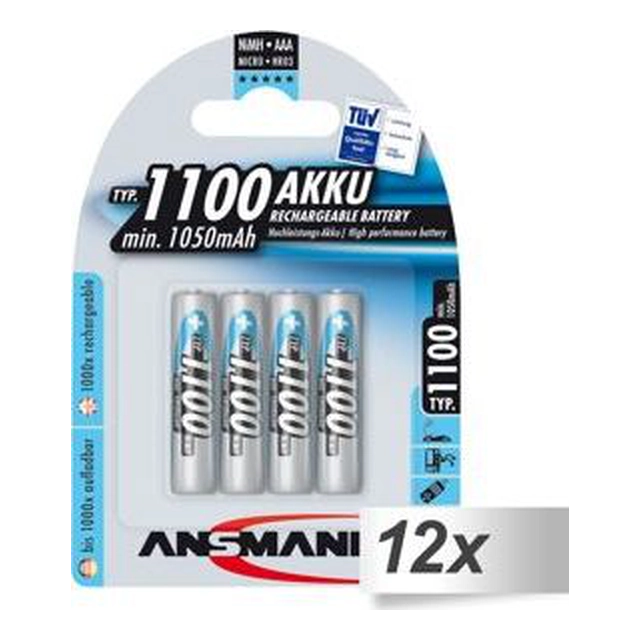 Akumulatorska AAA baterija Ansmann / R03 1050mAh 12 kos.