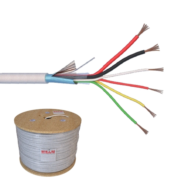 Alarm cable 6 shielded wires + power supply 2x0.75, full copper, 500m 6CUEF+2x0.75-T