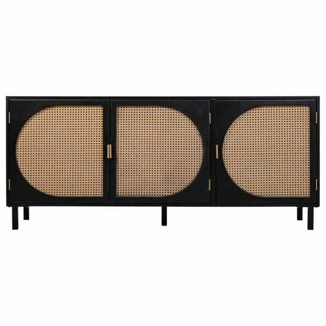 Alexandra House Elu puhvetkapp Must Looduslik Rattan Paulownia puit 45 x 86 x 165 cm