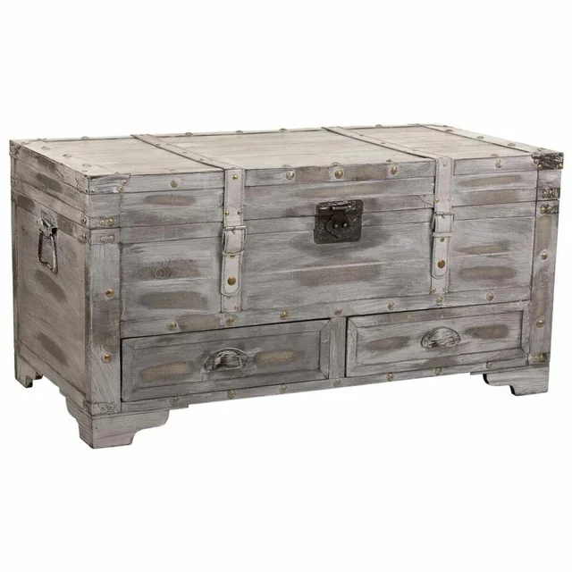 Alexandra House Living baúl Gris PVC Madera Metal 45 x 45 x 90 cm Estilo vintage