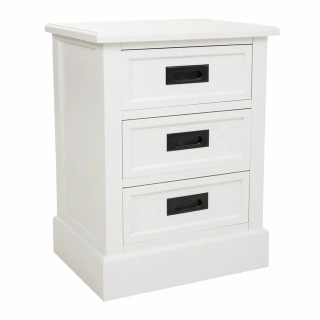 Alexandra House Living Bedside Table White 35 x 60 x 45 cm