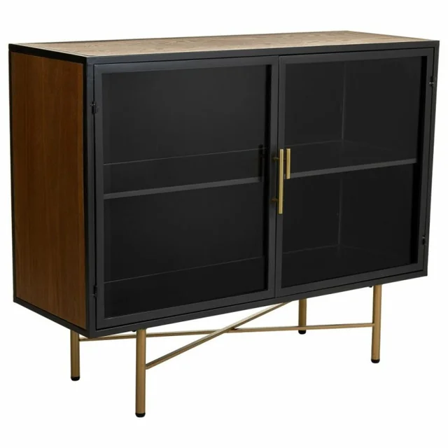 Alexandra House Living Buffet Marrom Metal Vidro Madeira Abeto Madeira MDF 35 x 80 x 100 cm