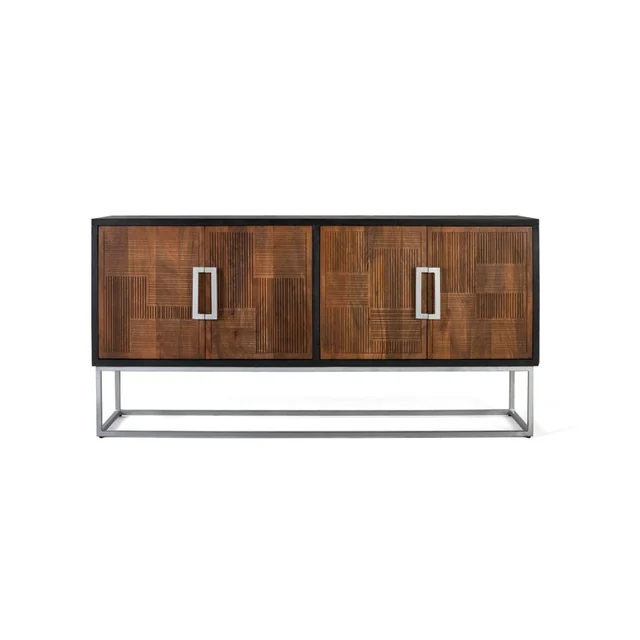 Alexandra House Living buffet Marron Noir Métal Bois de manguier 170 x 84 x 43 cm