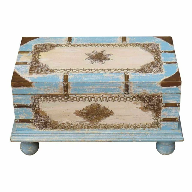 Alexandra House Living Chest Blue Mango Wood 28 x 27 x 50 cm Ar rokām darināts stils