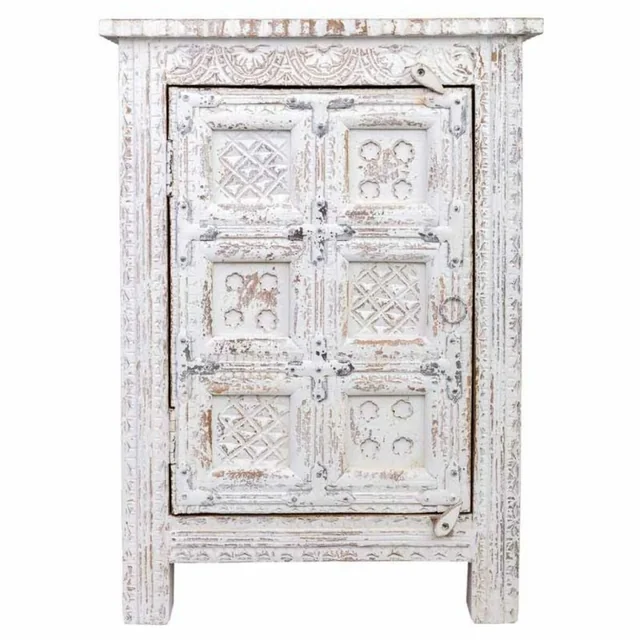 Alexandra House Living Comodino Bianco Marrone 40 x 53 x 73 cm