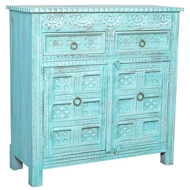 Alexandra House Living Credenza Blu in Legno di Mango 41 x 101 x 101 cm