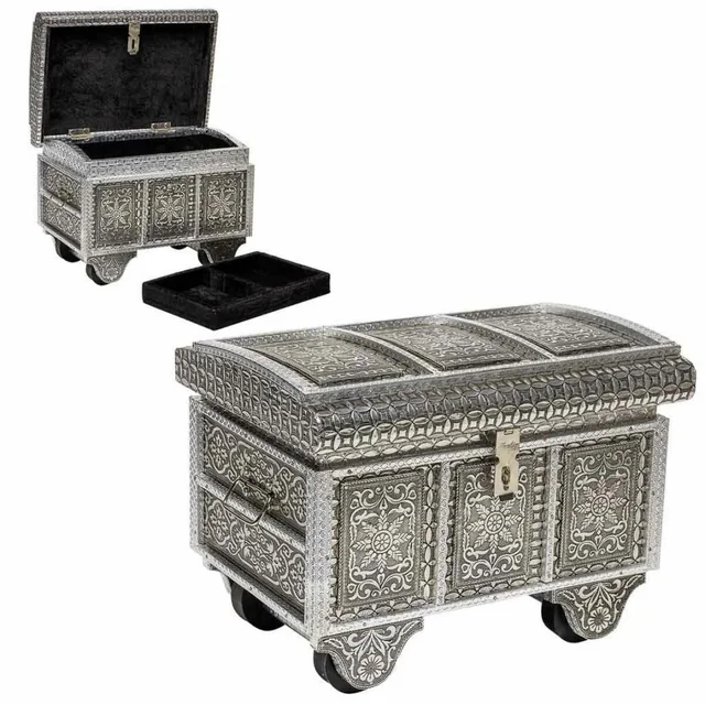 Alexandra House Living Jewelry Box Сріблястий алюміній Дерево MDF 20 x 25 x 30 см