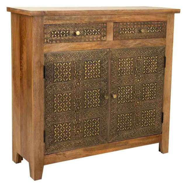 Alexandra House Living Sideboard Přírodní mosaz Mango Wood 33 x 102 x 102 cm