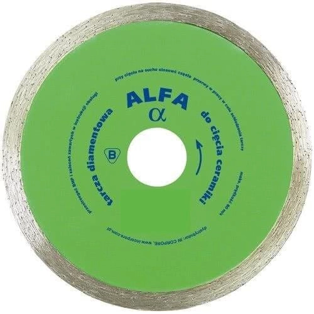 ALFA ištisinis deimantinis diskas 125x22,2mm