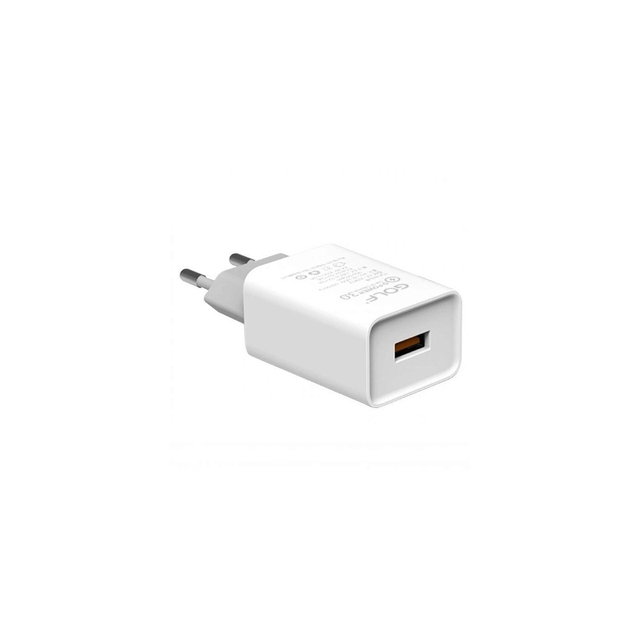 Alimentación (Cargador) de red (230V) a 1 x QC USB 3A Fast Charge Blanco GF-U206Q 18W Golf blister