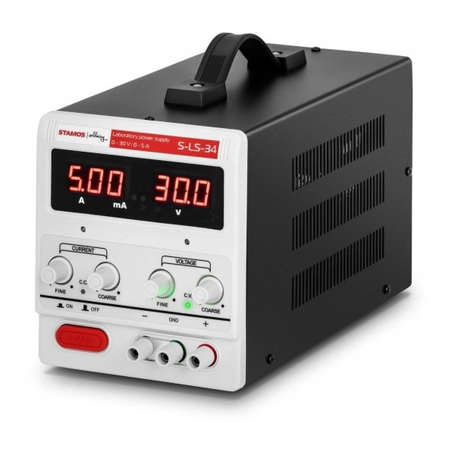 Alimentatore da laboratorio - 0-30 V - 0-5 A DC - LED STAMOS 10021064 S-LS-34