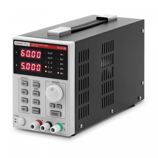 Alimentatore da laboratorio - 0-60 V - 0-5 A DC - 460 W - 5 posizioni di memoria - Display LED - USB/RS232 STAMOS 10021406 S-LS-116