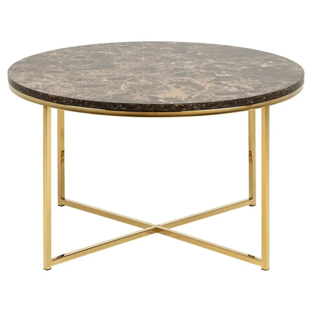 Alisma L Marmeren bruin/gouden ronde tafel