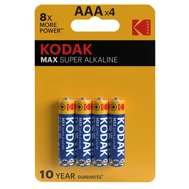 Αλκαλική μπαταρία KODAK MAX K3A-4 (LR3), blister=4 τεμ