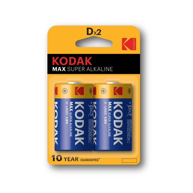 Αλκαλική μπαταρία KODAK MAX KD-2 (LR20), blister=2 τεμ