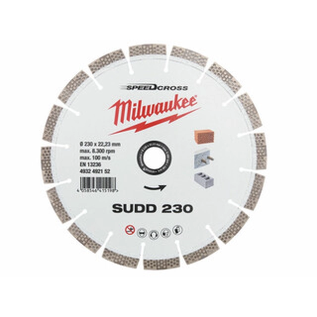 Алмазний відрізний диск Milwaukee SUDD 230 x 22,23 мм