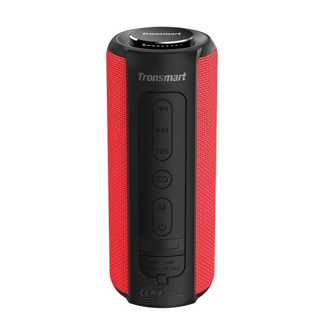 Alto-falante Bluetooth sem fio T6 Mais 40W + Banco de potência vermelho