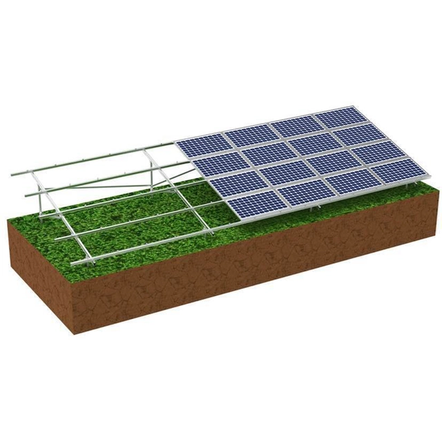 Alumiinirakenne maadoitetuille 4 x 8 vaakasuuntaisille aurinkosähkömoduuleille