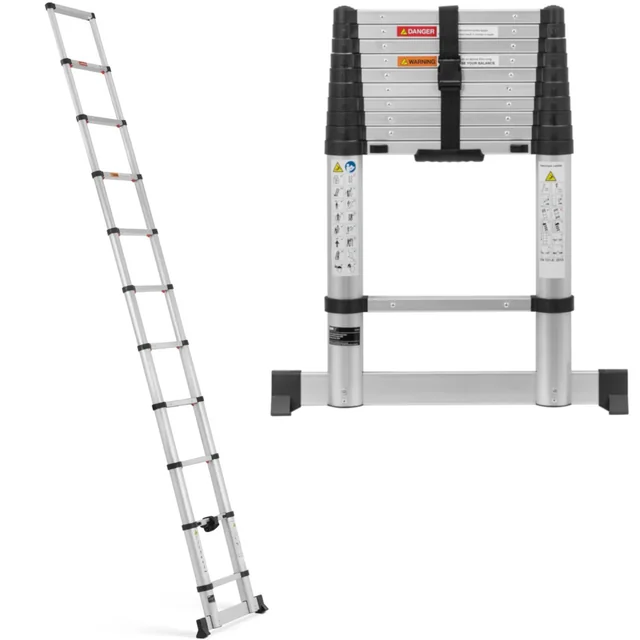 Aluminium opvouwbare telescopische ladder 10 treden 0.85-3.2 m