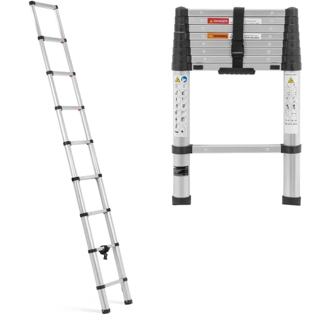 Aluminium opvouwbare telescopische ladder 8 treden 0.75-2.6 m