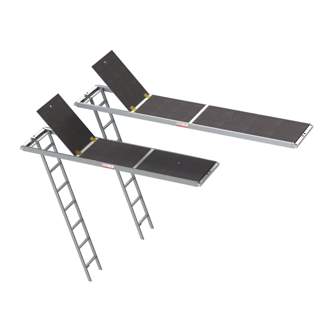 Aluminum and plywood platform with ladder
