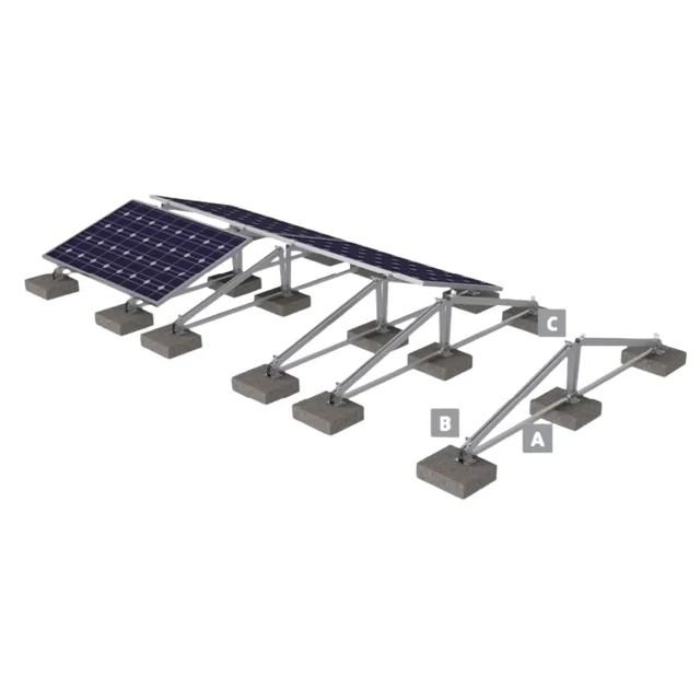 Aluminum ballast structure photovoltaics east-west horizontal with rail