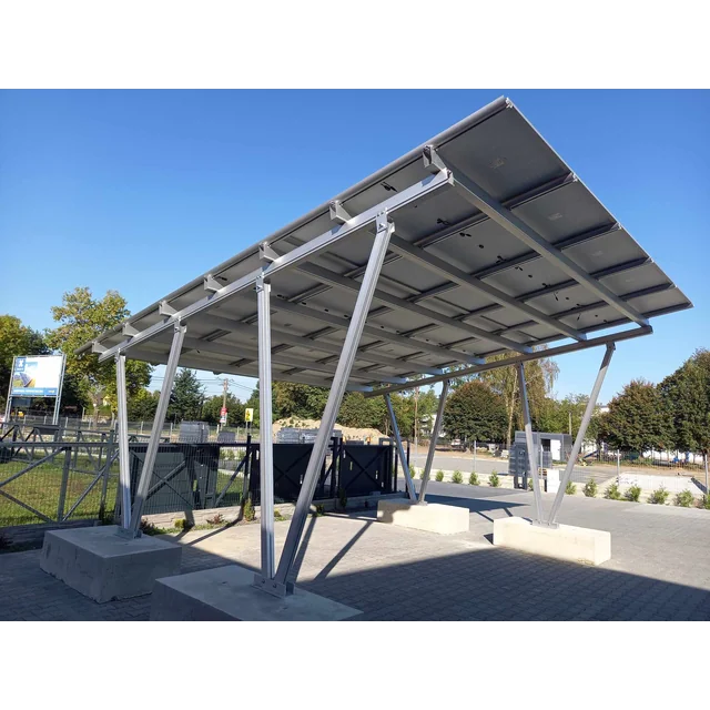 Aluminum carport for 15 panels, 2 workstations