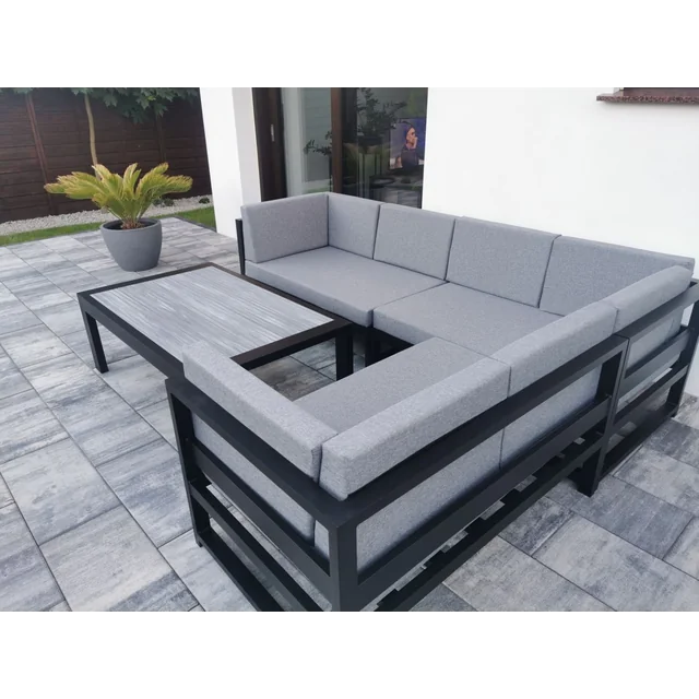 Aluminum corner sofa for the terrace in the winter garden