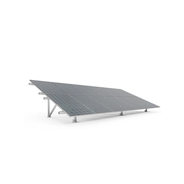 Aluminum structure for ground 2 x 8 modules vertically for larger photovoltaic modules