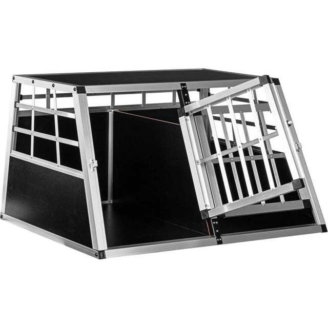 Aluminum transport box for dogs, two doors at the rear