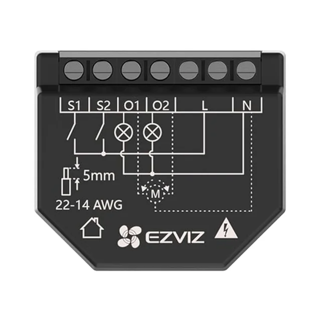 Älykäs Wi-Fi-rele Smart Home -sovelluksiin EZVIZ 2 kanavia CS-T36-R100-WM