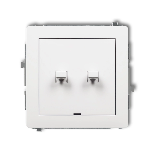 American-style single-pole switch mechanism (two buttons without pictograms, separate power supply) white KARLIK DECO DWPUS-10.21