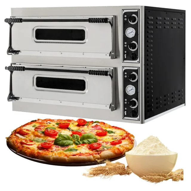 Ammattimainen iso pizzauuni 12x Ø35 2-kom 18 kW Prismafood Hendi 226995