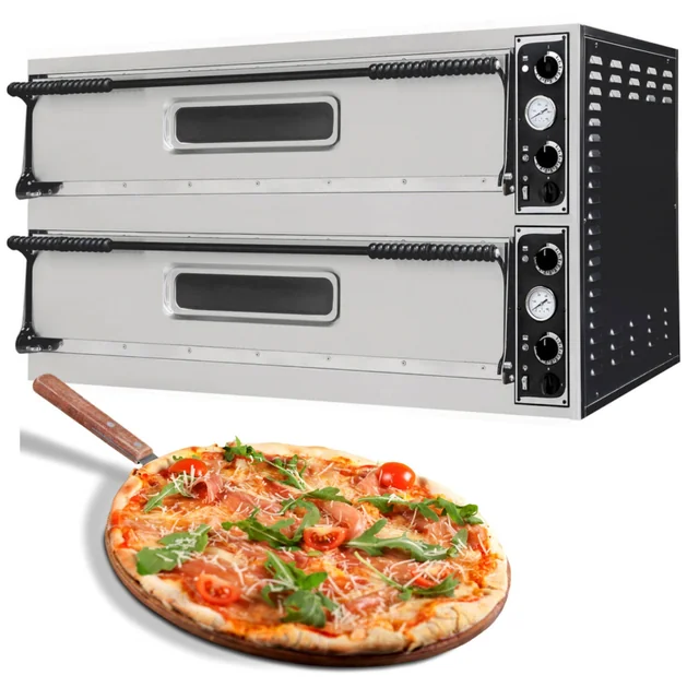 Ammattimainen pizzauuni 6x32 2-Poz Matala kammio Prismafood Hendi 226933