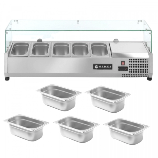 Ampliação de refrigeração para Pizzaria Kebab 120 Cm + 5x Container Gn 1/4 Hendi