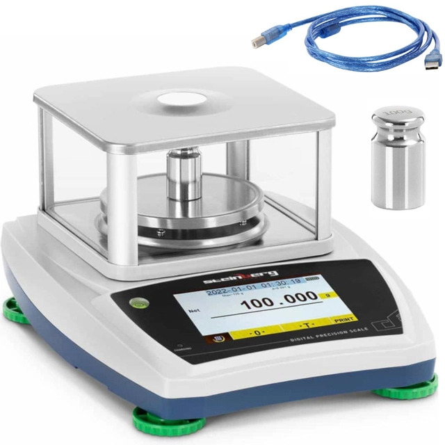 Analitična laboratorijska tehtnica s steklenim pokrovom in LCD zaslonom na dotik 120 g / 0.001 g