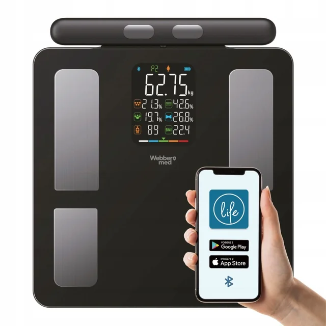 Analytical bathroom scale 15 Apple Health Google Fit parameters SCALA WEBBER