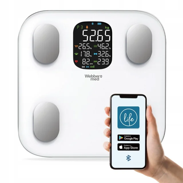 Analytical bathroom scale 15 Apple Health Google Fit parameters VERA WEBBER