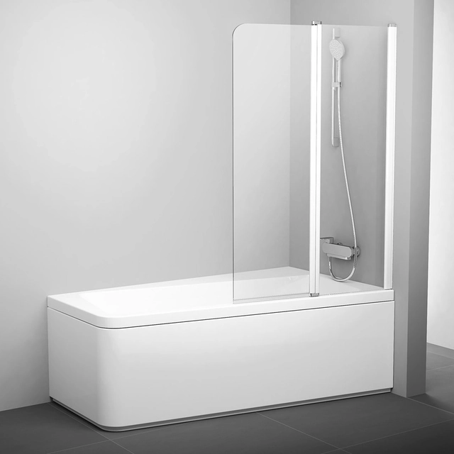 Αναστρέψιμος τοίχος μπάνιου Ravak 10°, 10CVS2-100 R λευκό+γυαλί Διαφανές