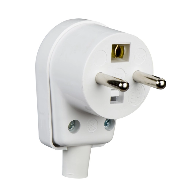 Angled plug with grounding white