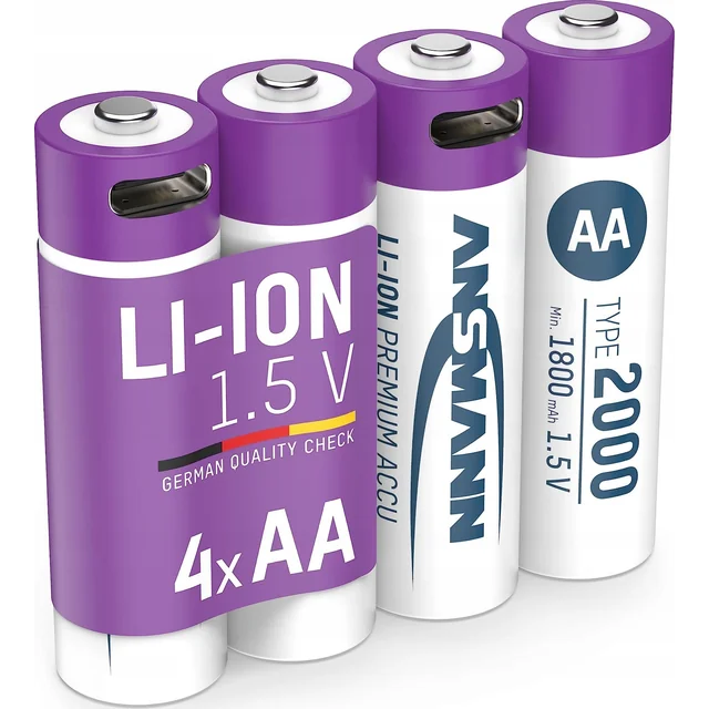 Ansmann ANSMANN 1312-0036 batterie ricaricabili Li-Ion Mignon tipo AA 2000 (min. 1800 mAh) scatola 4-pack