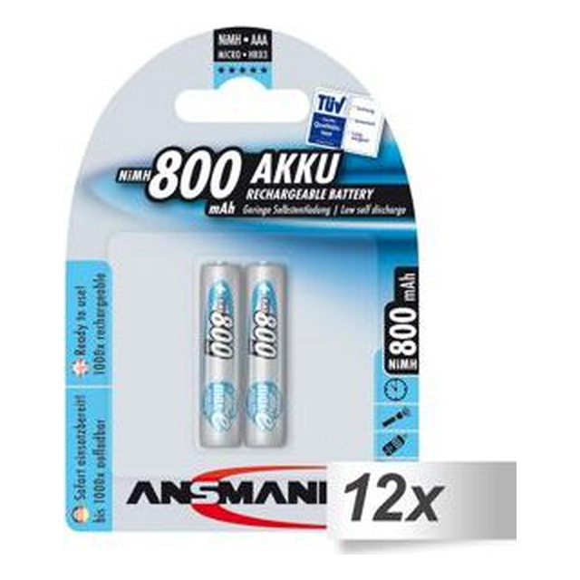 Ansmann MaxE AAA batteri / R03 800mAh 24 st.