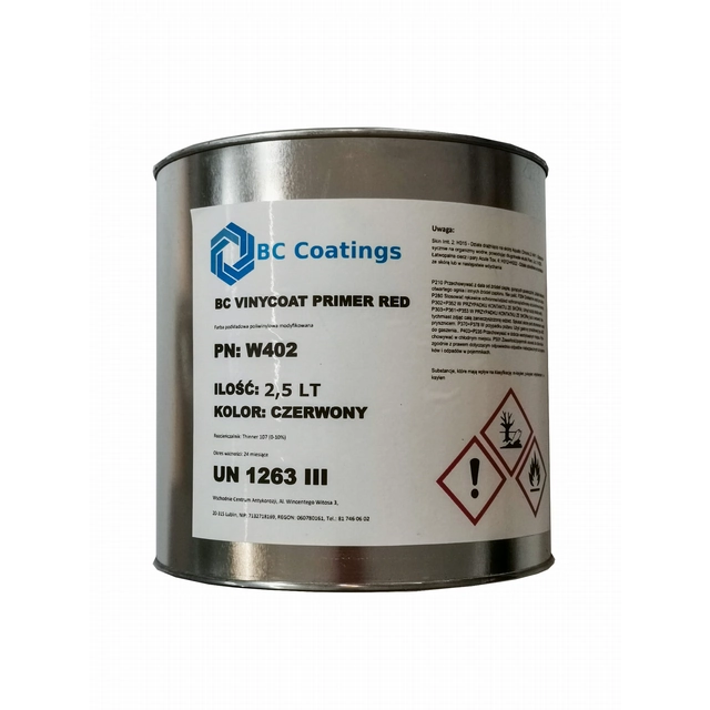 Anti-corrosion BC Vinycoat Primer red semi-matte paint, 2.5 l